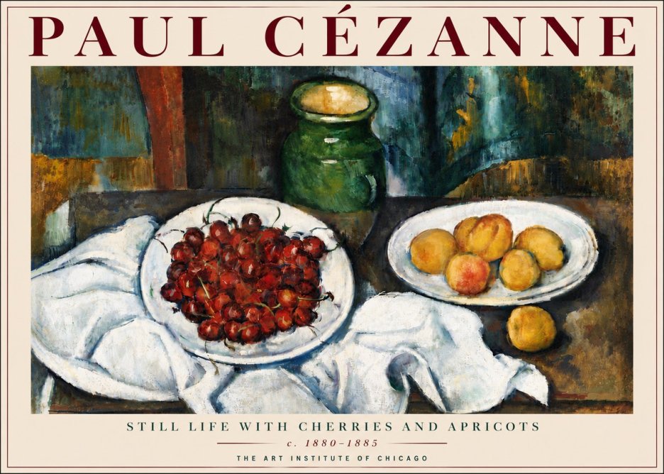 Paul Cézanne Still Life with Cherries and Apricots No6 - Póster