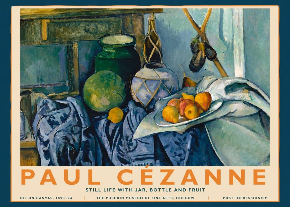 Paul Cézanne Still Life with Jar, Bottle and Fruit No3 - Póster