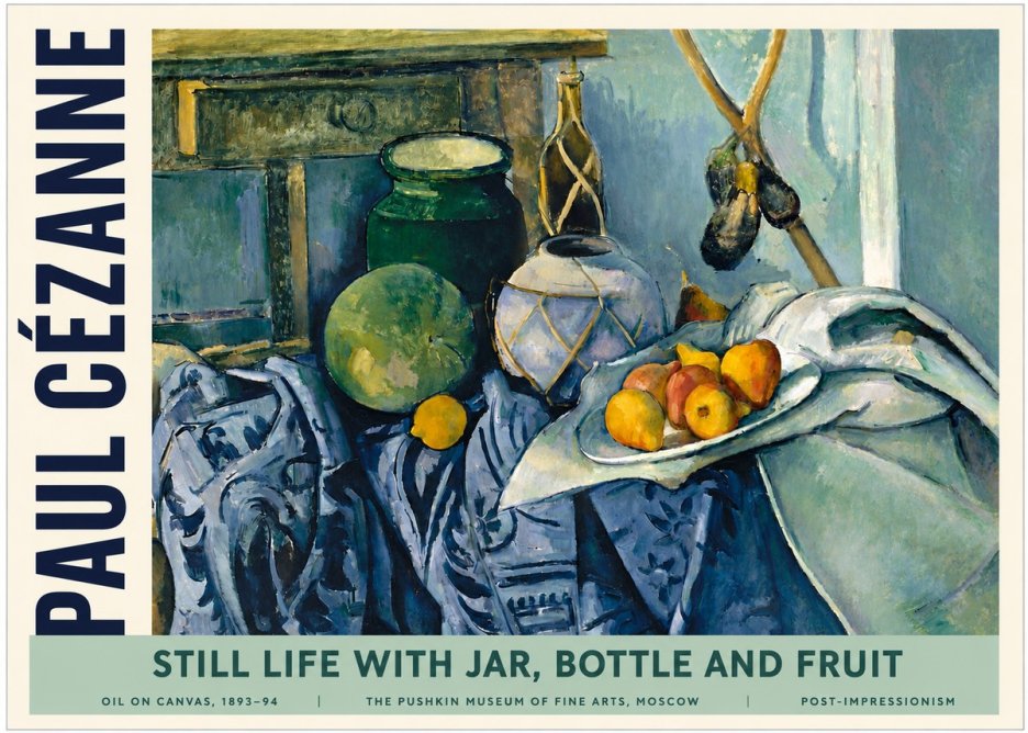Paul Cézanne Still Life with Jar, Bottle and Fruit No4 - Póster