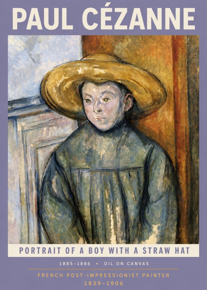 Paul Cézanne Portrait of a Boy with a Straw Hat No4 - Póster