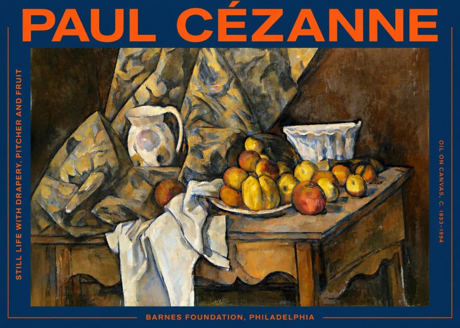 Paul Cézanne Still Life with Drapery, Pitcher and Fruit No3 - Póster