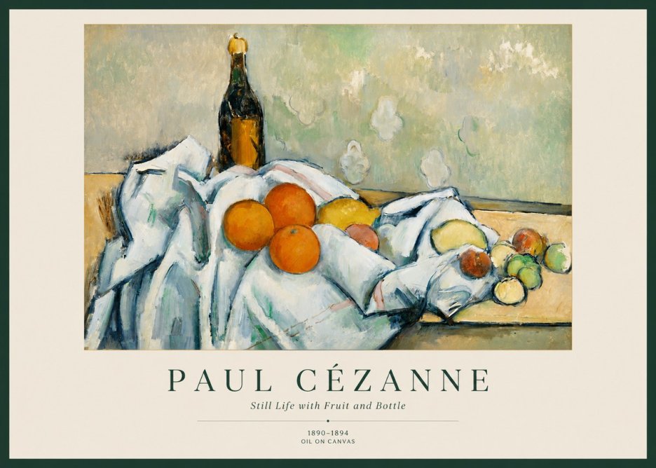 Paul Cézanne Still Life with Fruit and Bottle No1 - Póster