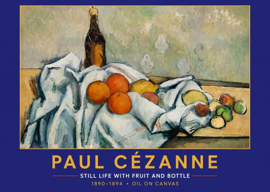 Paul Cézanne Still Life with Fruit and Bottle No2 - Póster