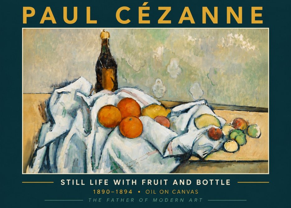 Paul Cézanne Still Life with Fruit and Bottle No5 - Póster