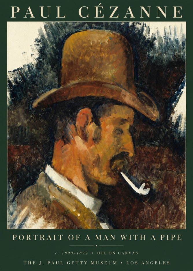 Paul Cézanne Portrait of a Man with a Pipe No3 - Póster