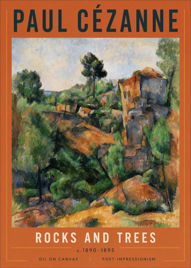Paul Cézanne Rocks and Trees I No5 - Póster