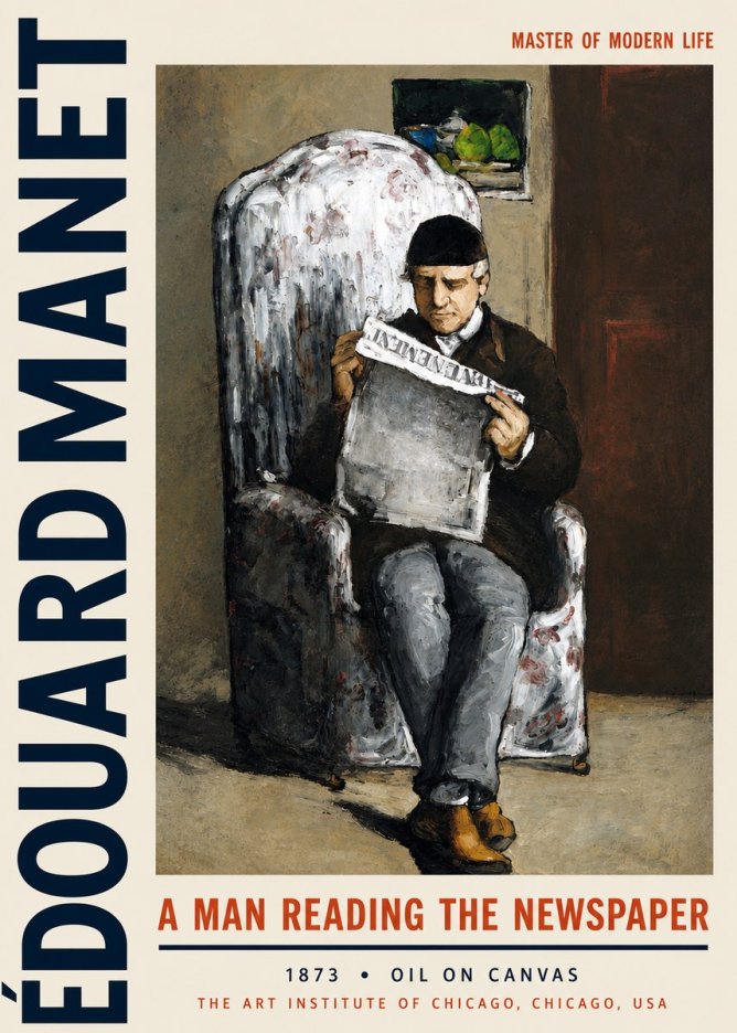 Édouard Manet A Man Reading the Newspaper No3 - Póster