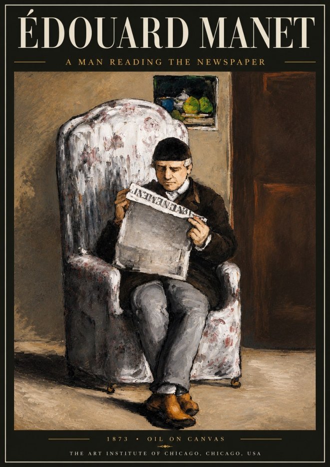 Édouard Manet A Man Reading the Newspaper No5 - Póster