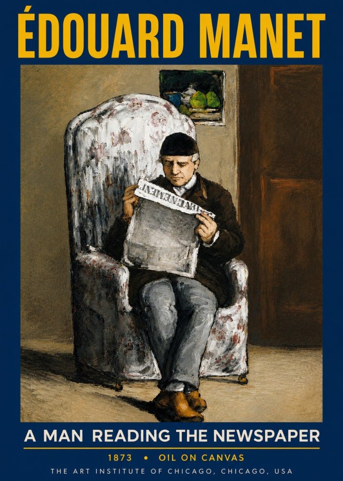 Édouard Manet A Man Reading the Newspaper No6 - Póster