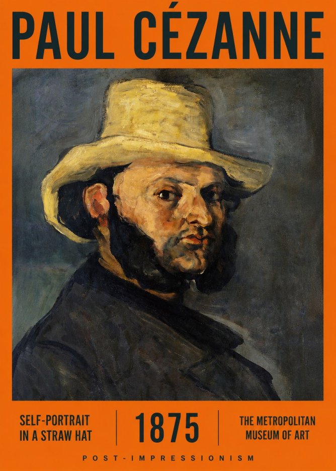 Paul Cézanne Self-portrait in a Straw Hat No2 - Póster