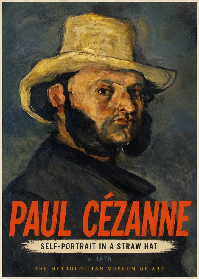 Paul Cézanne Self-portrait in a Straw Hat No4 - Póster