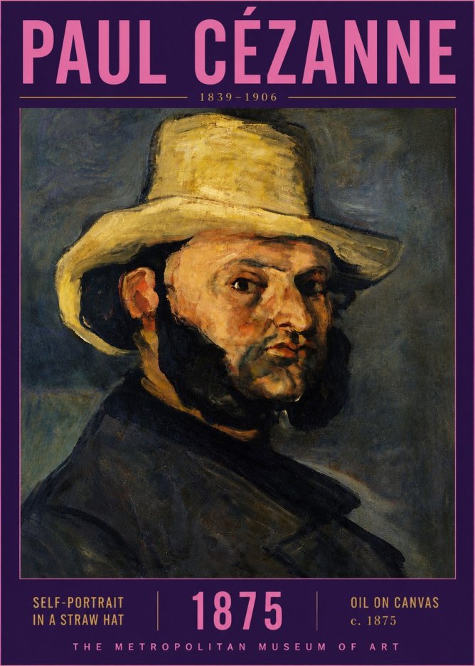 Paul Cézanne Self-portrait in a Straw Hat No5 - Póster