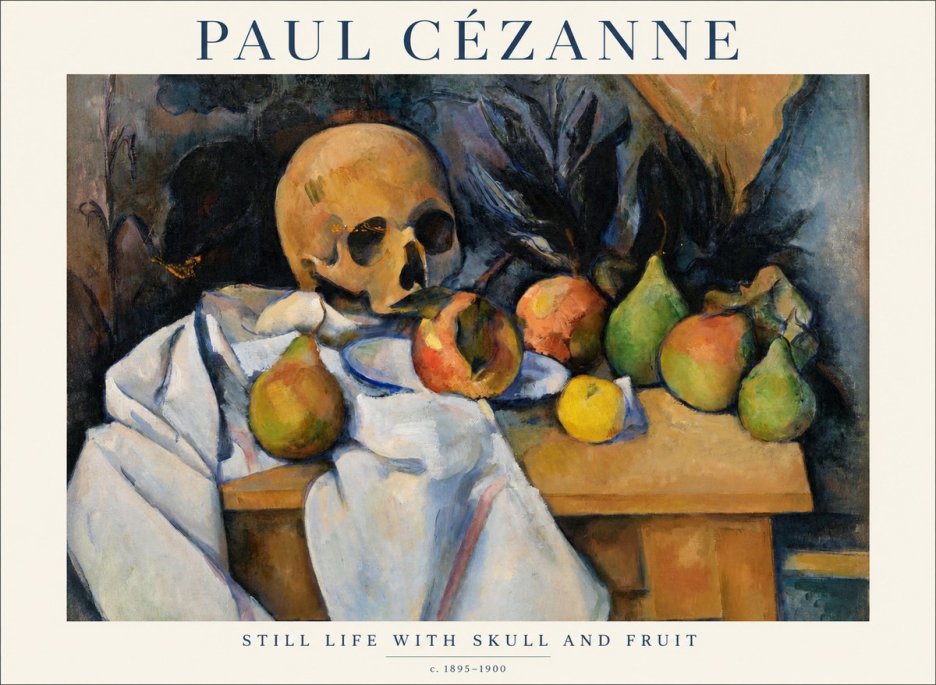 Paul Cézanne Still Life with Skull and Fruit No1 - Póster