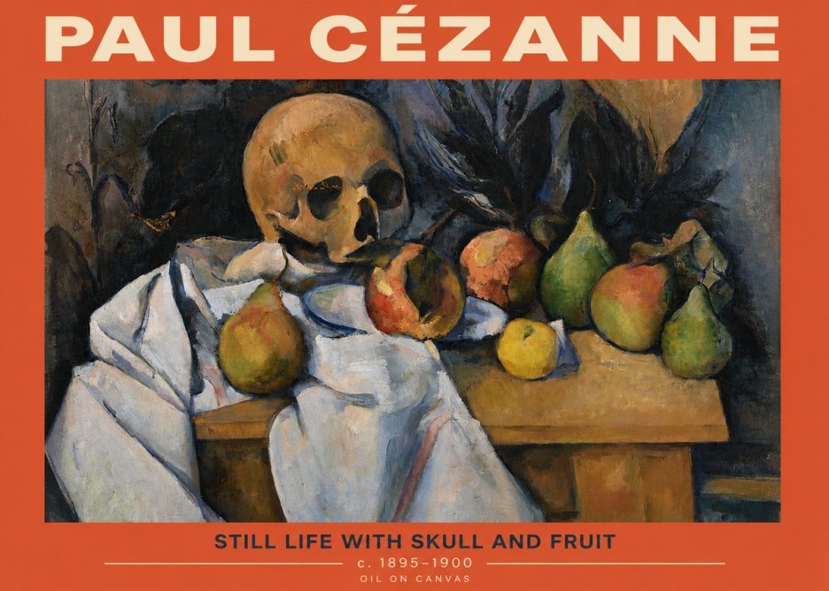 Paul Cézanne Still Life with Skull and Fruit No2 - Póster
