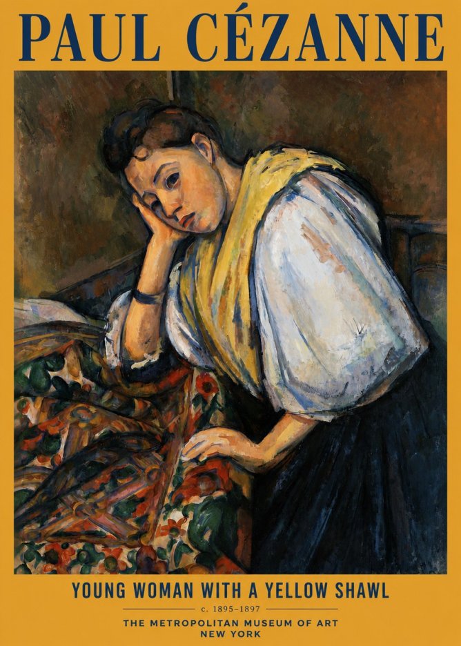 Paul Cézanne Young Woman with a Yellow Shawl No2 - Póster