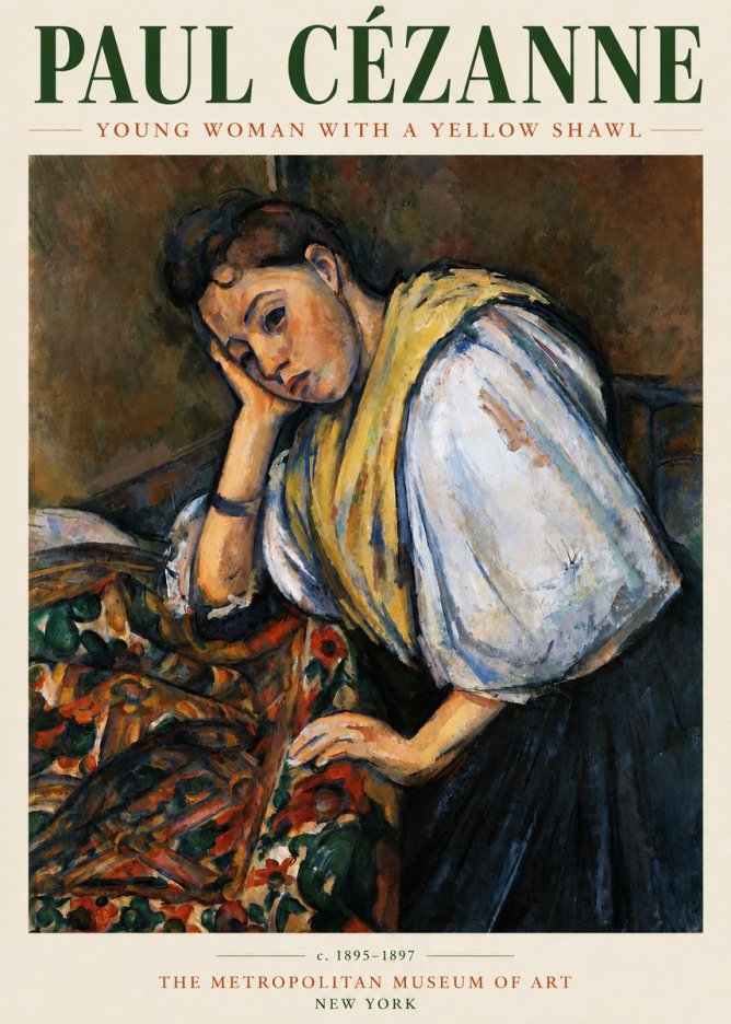 Paul Cézanne Young Woman with a Yellow Shawl No3 - Póster