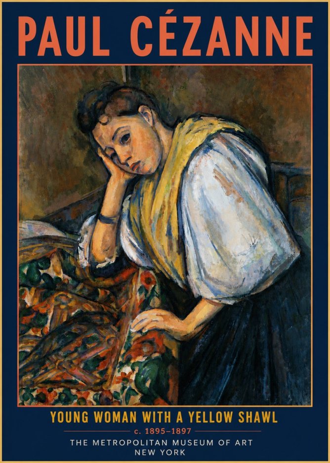 Paul Cézanne Young Woman with a Yellow Shawl No4 - Póster