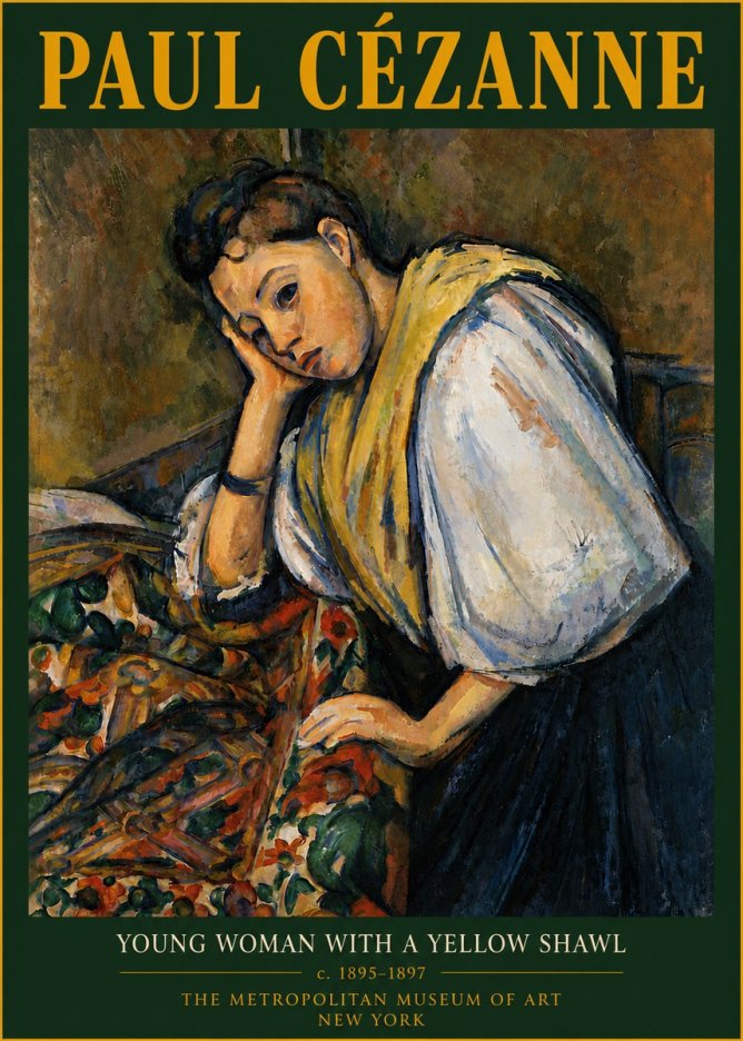 Paul Cézanne Young Woman with a Yellow Shawl No6 - Póster
