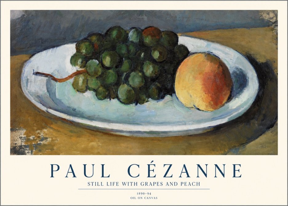 Paul Cézanne Still Life with Grapes and Peach No1 - Póster