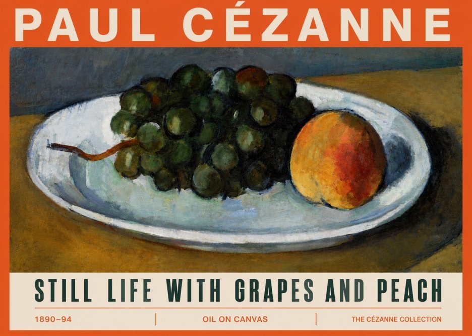 Paul Cézanne Still Life with Grapes and Peach No5 - Póster