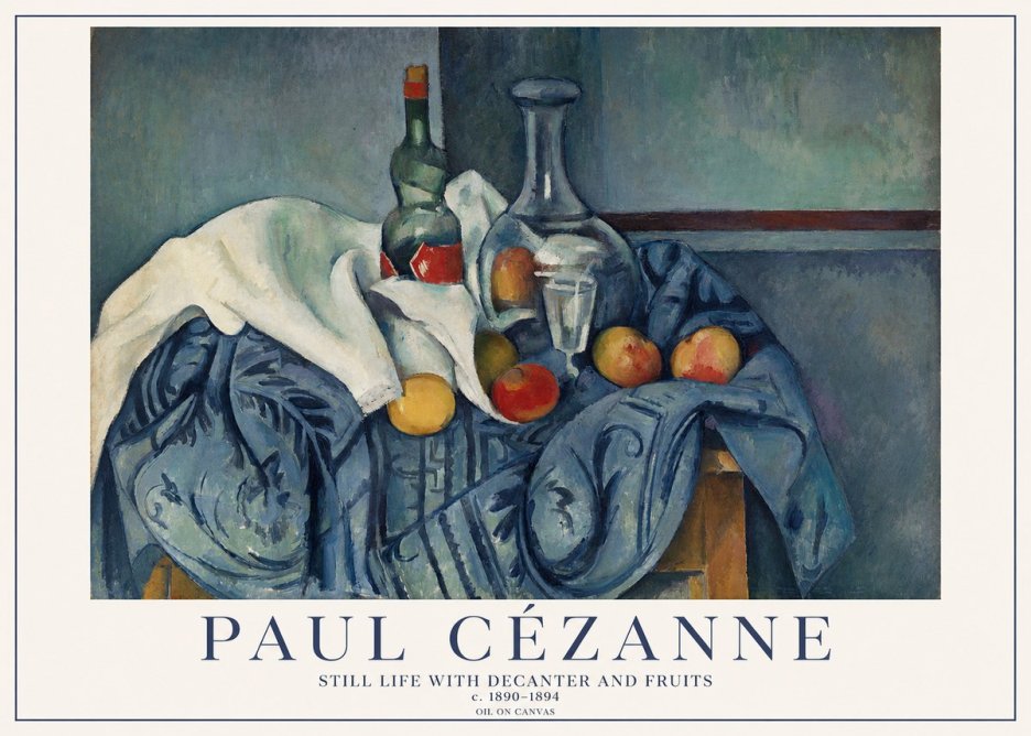Paul Cézanne Still Life with Decanter and Fruits No1 - Póster