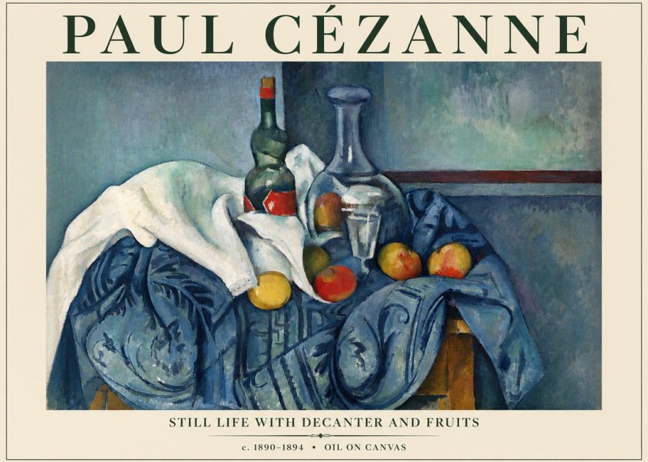 Paul Cézanne Still Life with Decanter and Fruits No3 - Póster