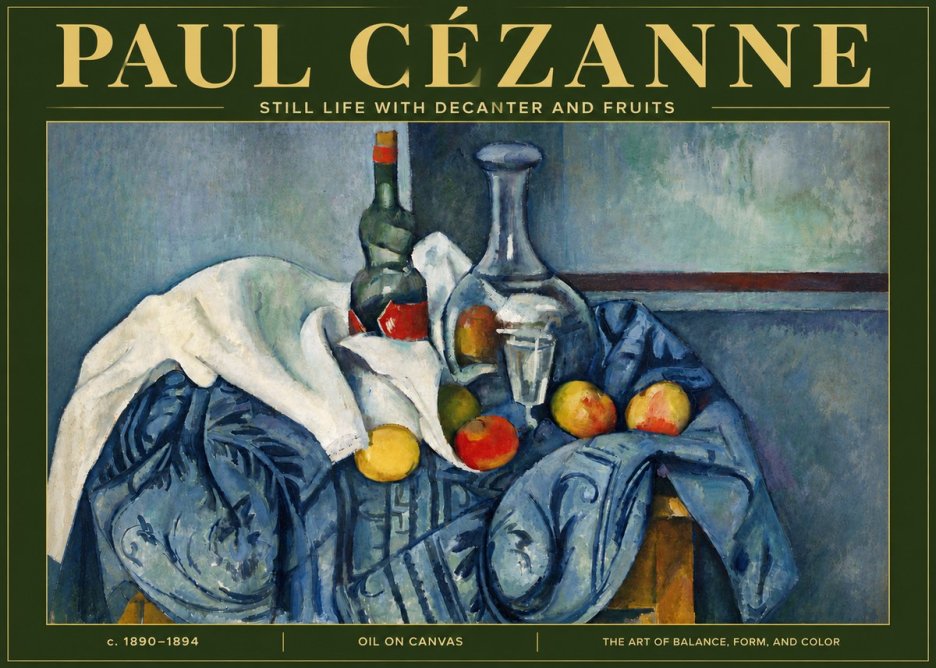Paul Cézanne Still Life with Decanter and Fruits No5 - Póster
