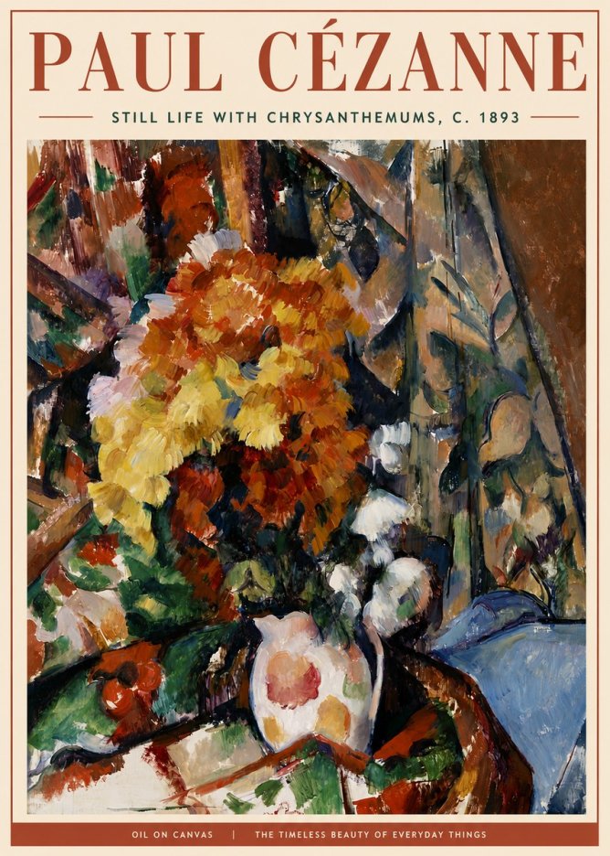 Paul Cézanne Still Life with Chrysanthemums No4 - Póster