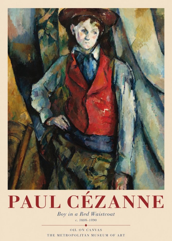 Paul Cézanne Boy in a Red Waistcoat No1 - Póster