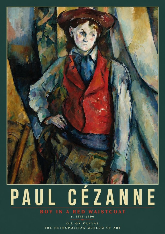 Paul Cézanne Boy in a Red Waistcoat No5 - Póster