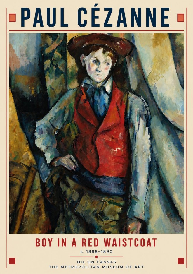 Paul Cézanne Boy in a Red Waistcoat No6 - Póster