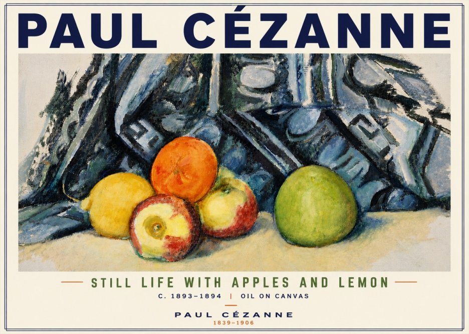 Paul Cézanne Still Life with Apples and Lemon No6 - Póster