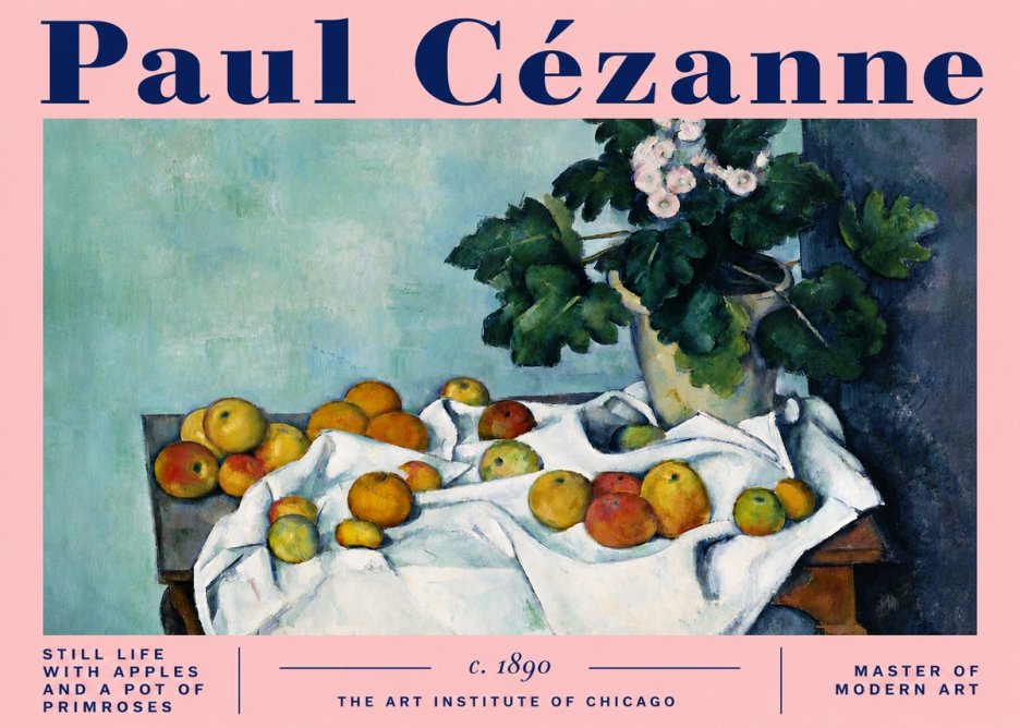 Paul Cézanne Still Life with Apples and a Pot of Primroses No4 - Póster