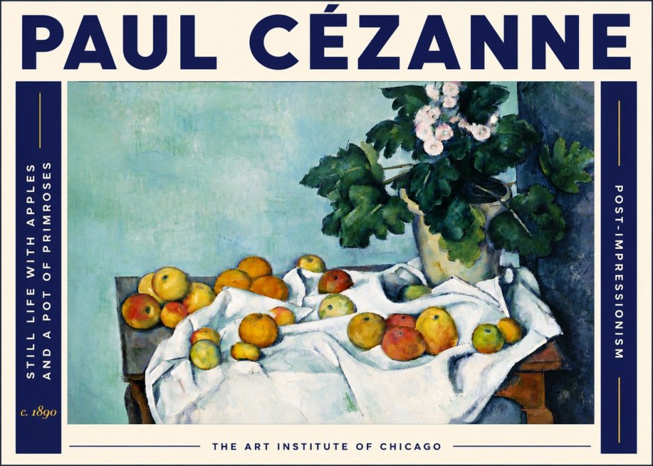 Paul Cézanne Still Life with Apples and a Pot of Primroses No6 - Póster