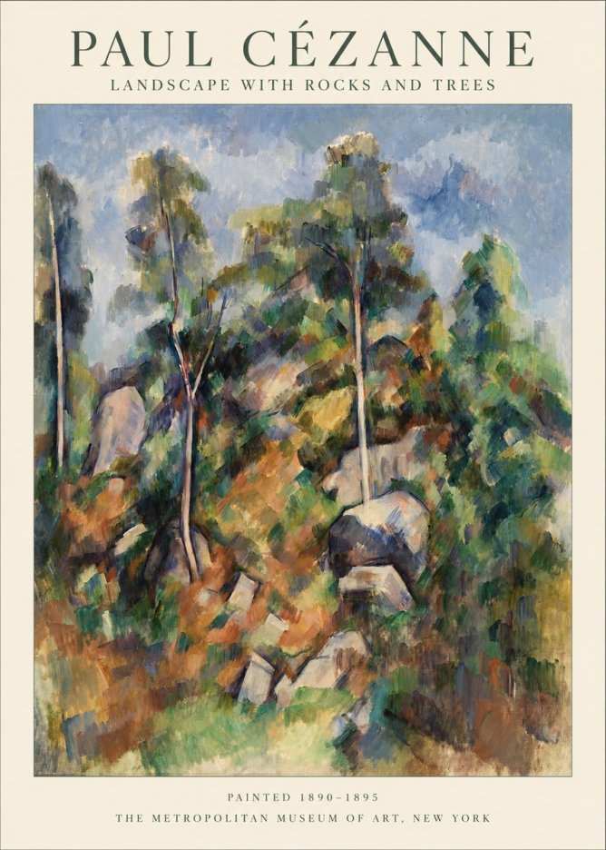 Paul Cézanne Landscape with Rocks and Trees No1 - Póster