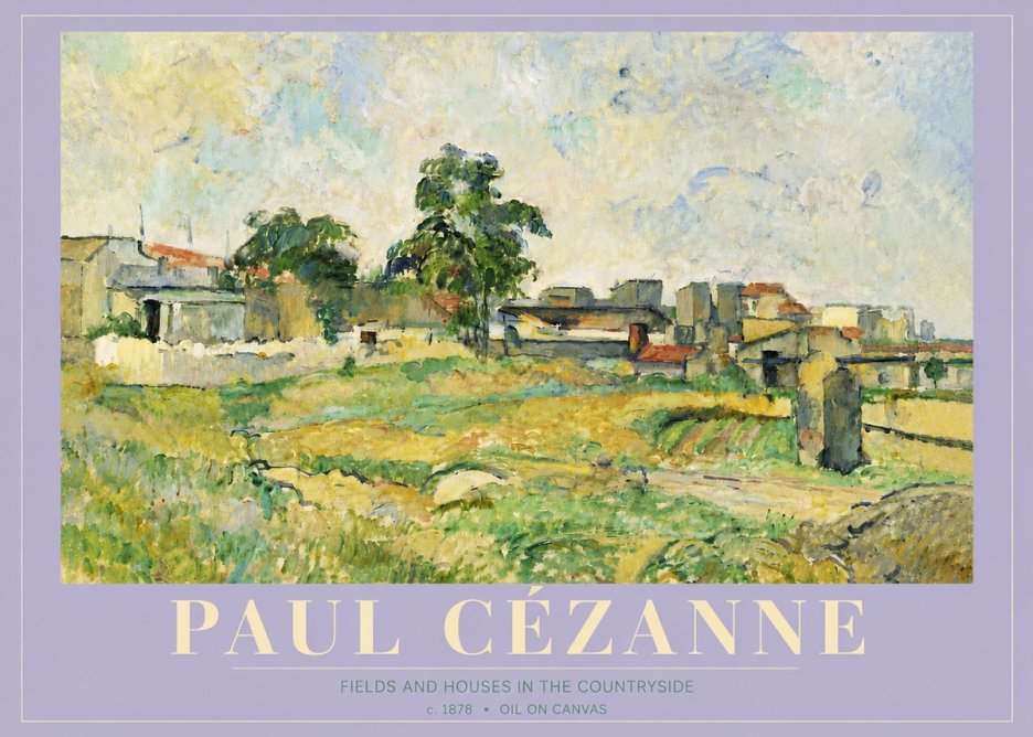 Paul Cézanne Fields and Houses in the Countryside No5 - Póster