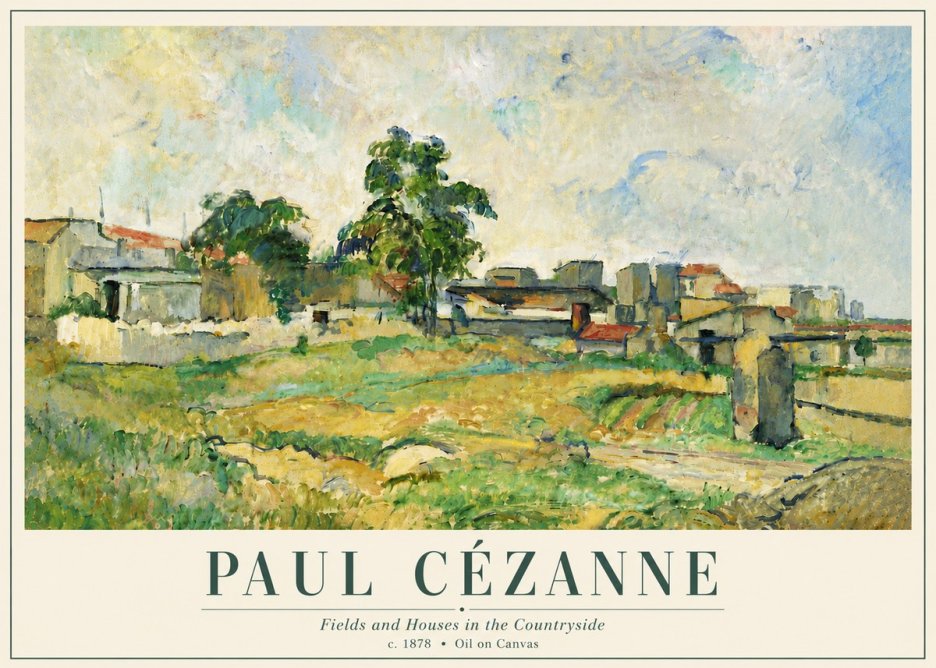 Paul Cézanne Fields and Houses in the Countryside No6 - Póster
