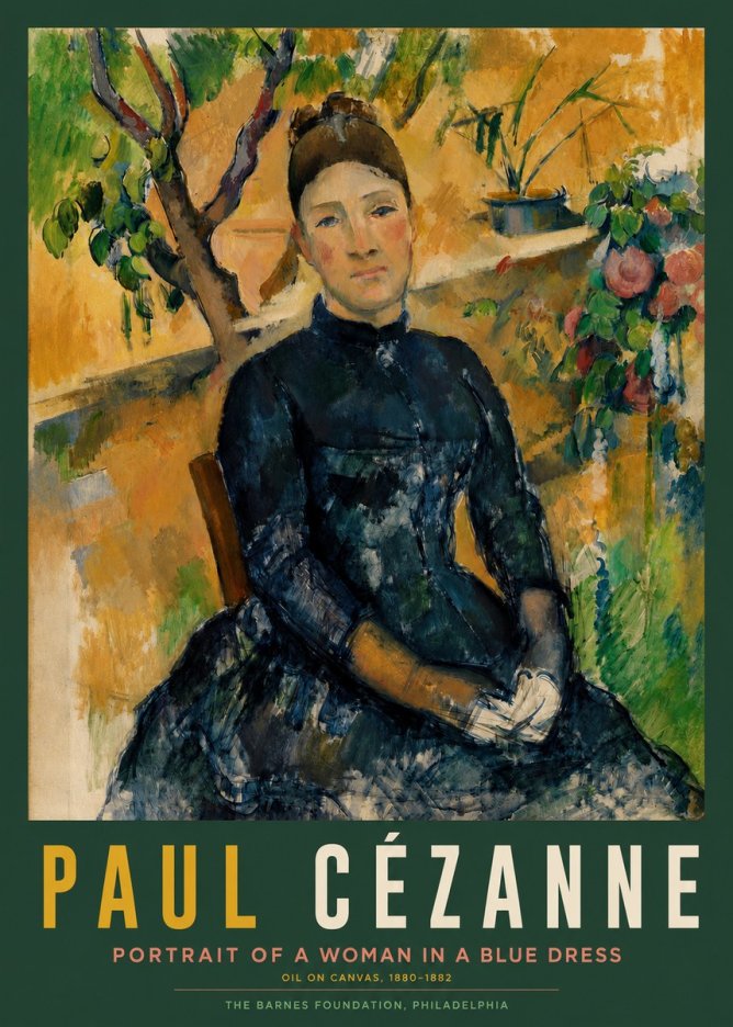Paul Cézanne Portrait of a Woman in a Blue Dress No2 - Póster