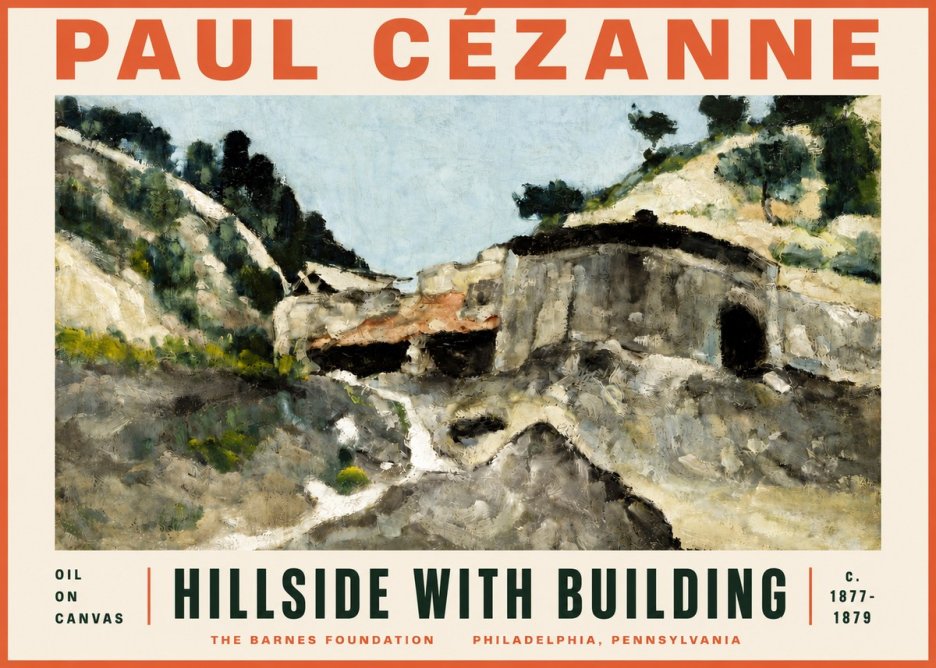 Paul Cézanne Hillside with Building No5 - Póster