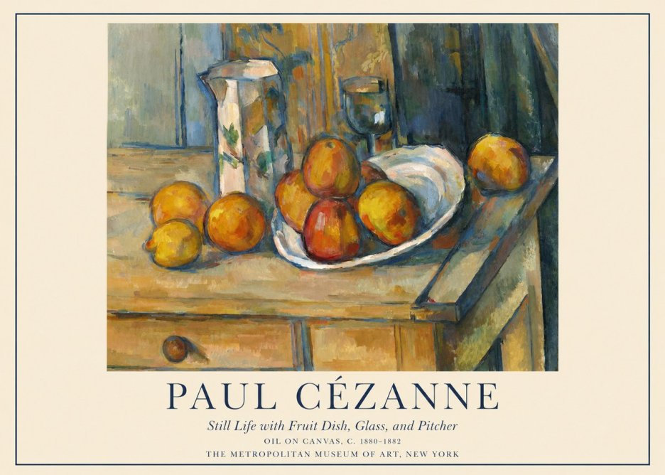 Paul Cézanne Still Life with Fruit Dish, Glass, and Pitcher No1 - Póster