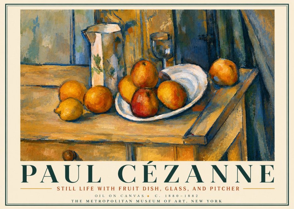 Paul Cézanne Still Life with Fruit Dish, Glass, and Pitcher No5 - Póster