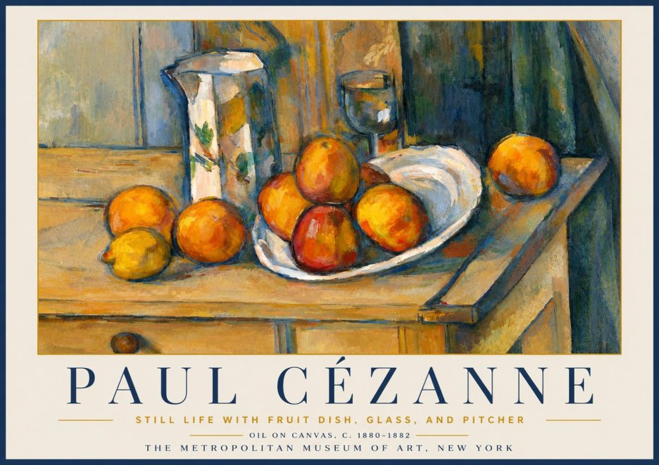 Paul Cézanne Still Life with Fruit Dish, Glass, and Pitcher No6 - Póster