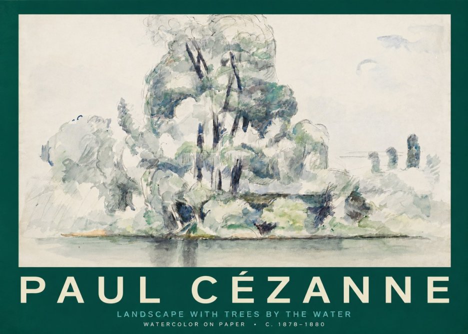 Paul Cézanne Landscape with Trees by the Water No2 - Póster