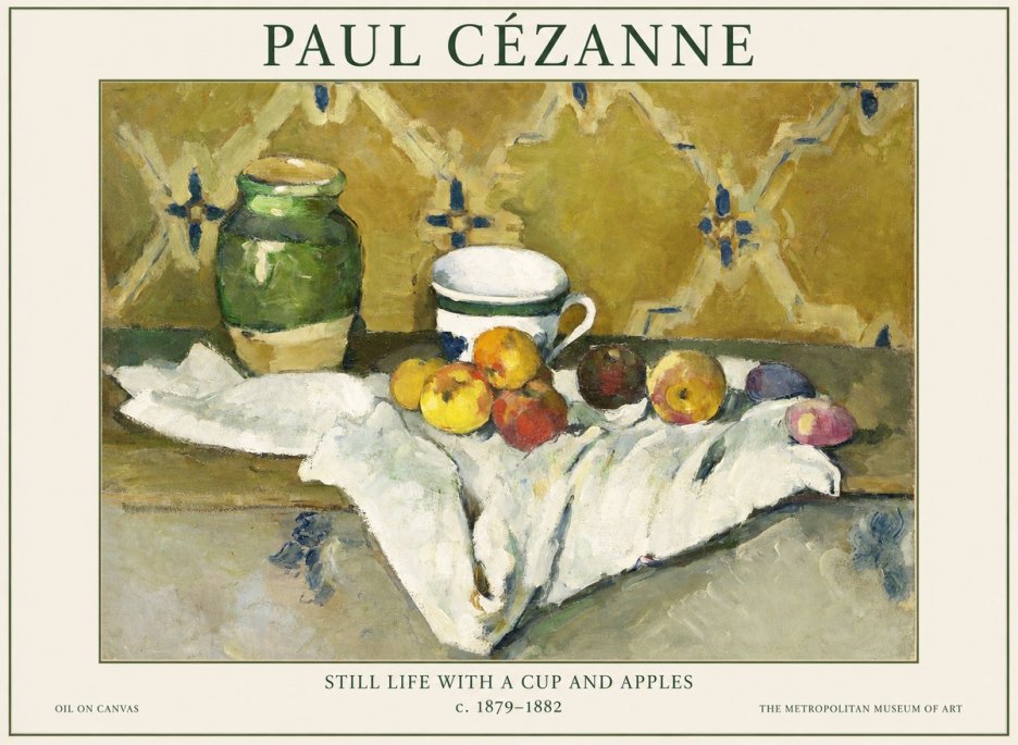 Paul Cézanne Still Life with a Cup and Apples No1 - Póster