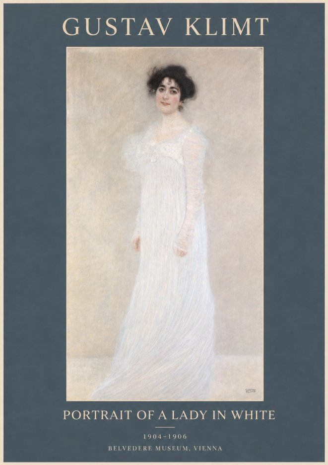 Klimt Portrait of a Lady in White No3 - Póster
