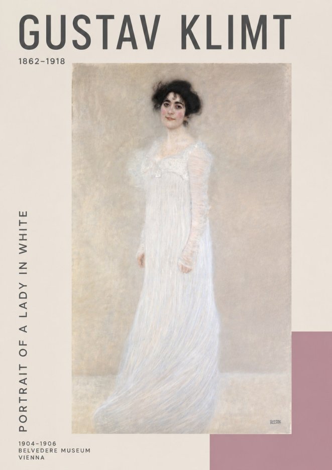 Klimt Portrait of a Lady in White No4 - Póster