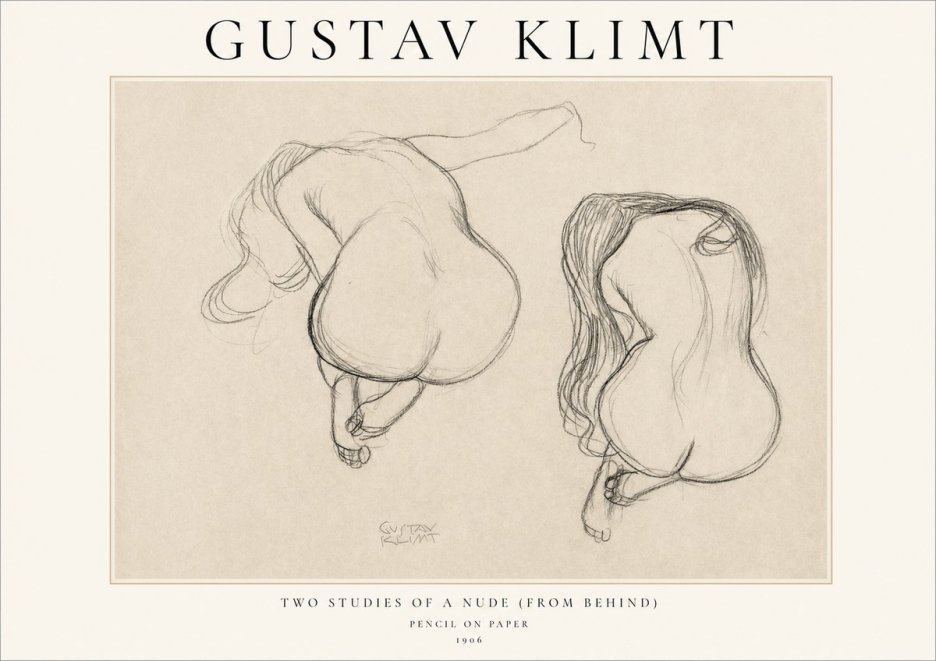 Klimt Two Studies of a Nude (from Behind) No1 - Póster