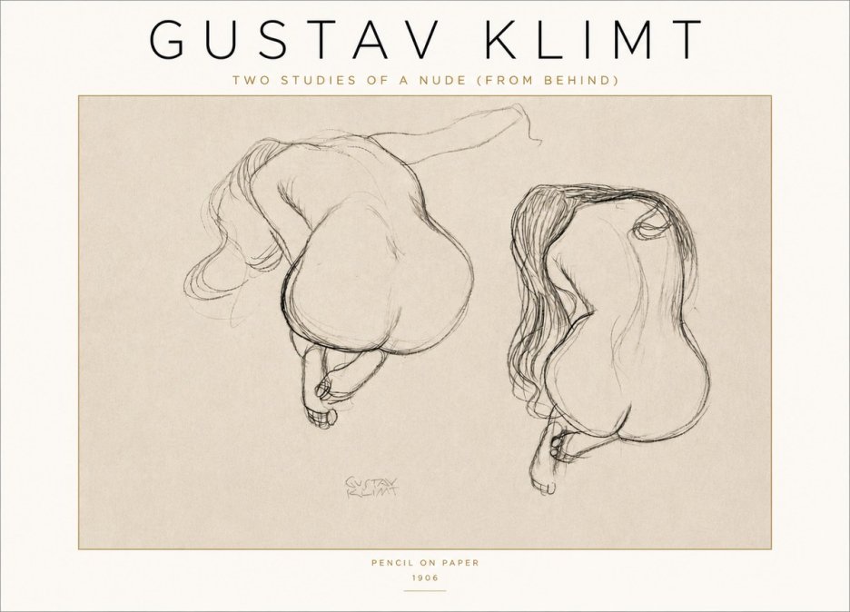 Klimt Two Studies of a Nude (from Behind) No4 - Póster