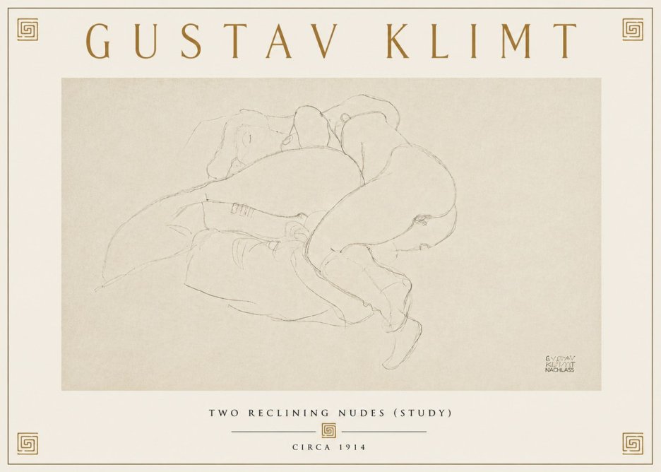 Klimt Two Reclining Nudes (Study) No6 - Póster