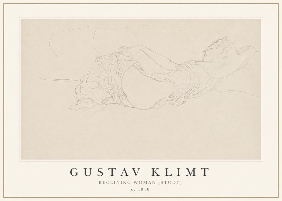 Klimt Reclining Woman (Study) No1 - Póster